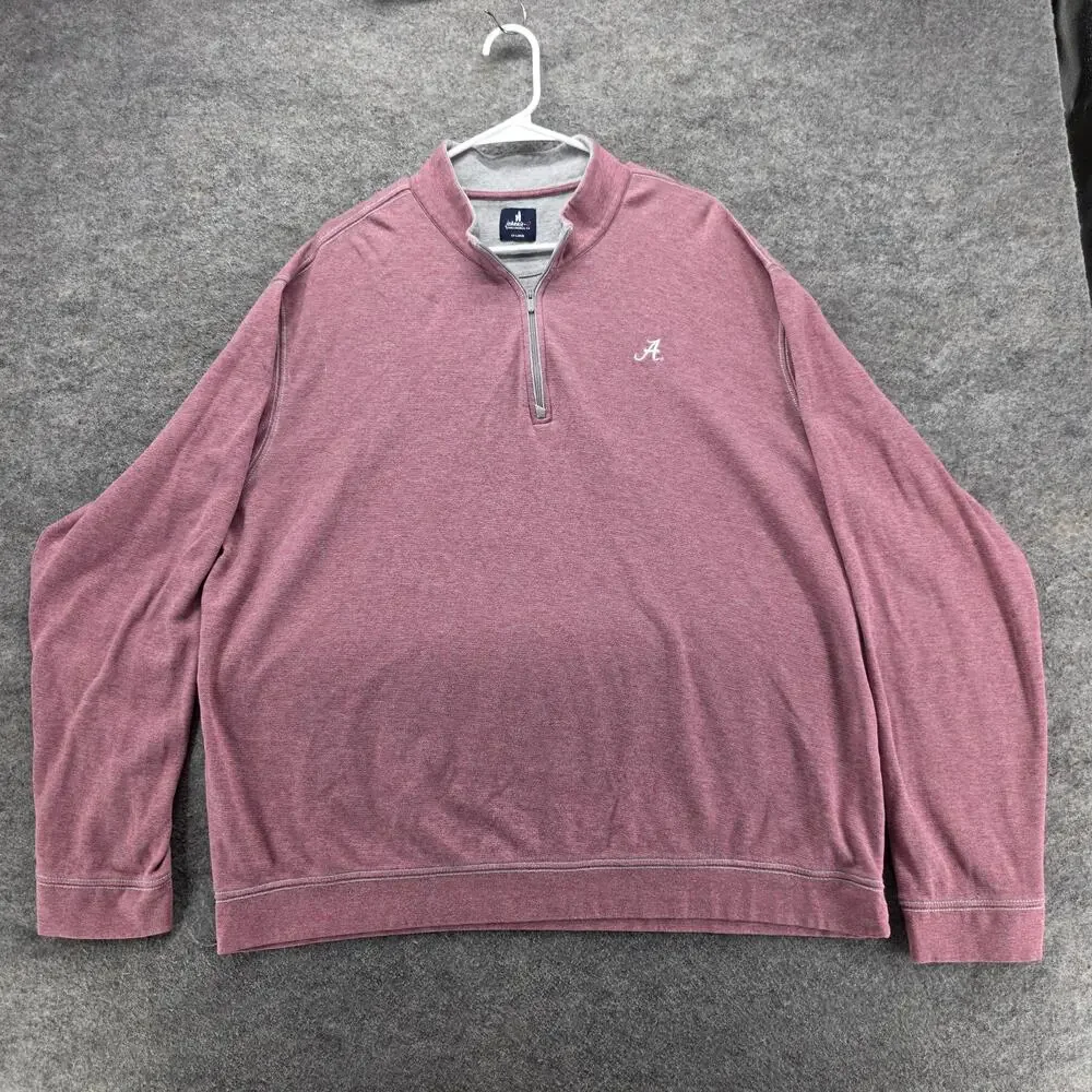 Johnnie-O Sweatshirt Mens 2XL Pink Pullover 1/4 Zip Mock Neck Embroidered